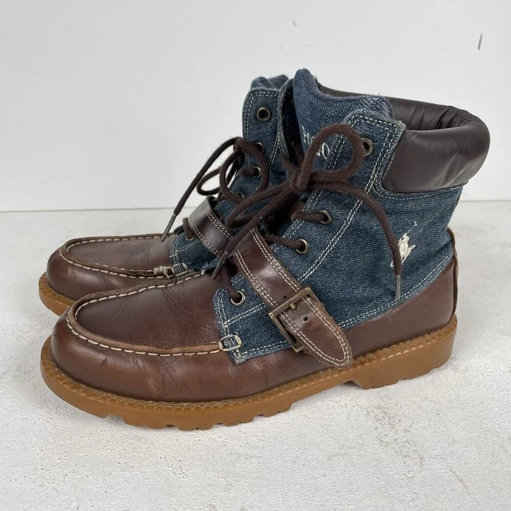 Polo Ralph Lauren Boots Boys 5.5‎ RANDEN Fashion Boot Denim Chocolate